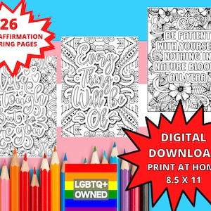 Trans Affirmations Coloring Pages for Trans Kids & Teens - Transgender Coloring Book for Children and Young Adults