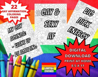Gay Coloring Pages Digital Download - LGBTQ Coloring Pages - Gay Affirmation Coloring Pages - Funny Gay Sayings Coloring Book PDF Download