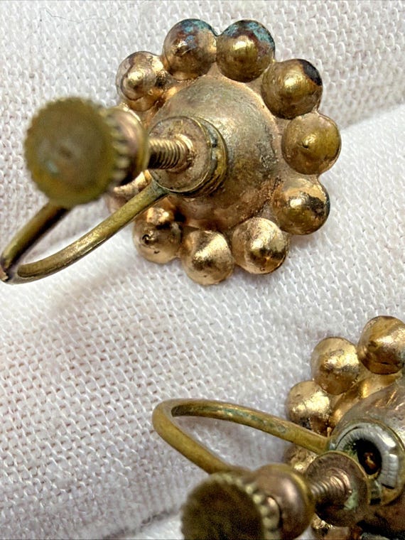 Vtg Ruby Red Clear Rhinestone Flower Cluster Halo… - image 11