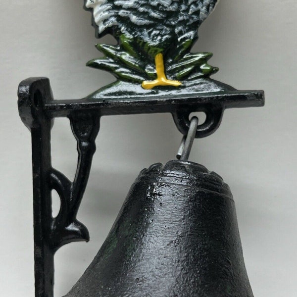 Old Rooster Cast Iron Wall Mount Dinner Bell Door Hand Painted