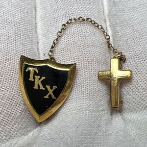 Vtg Gold Black Enamel Tau Kappa Chi Epsilon Concordia Fraternity TKX Pin Cross
