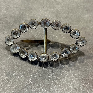 Old Edwardian Rhinestone Diamanté Glass Crystal Rhinestone Belt Buckle Sash
