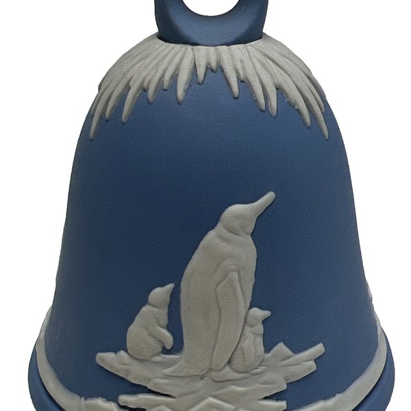 Wedgwood Jasperware Blue New Year 1979 Penguin Bell Christmas Ornament