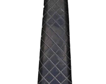 Vintage Obelisk Scored Black Metal Neoclassical Sculpture Ribbed Base As Is