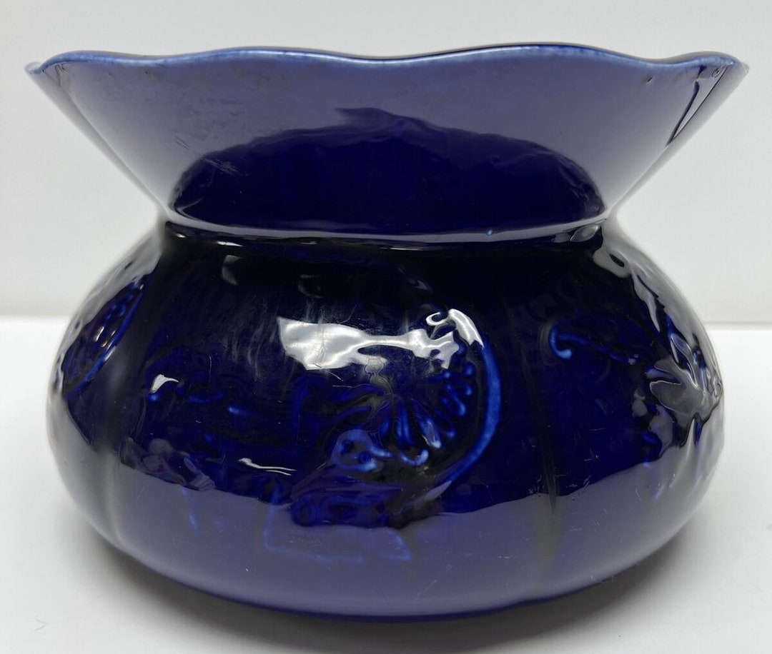 Old Majolica Art Pottery Cuspidor Spittoon Cobalt Blue Glazed - Etsy