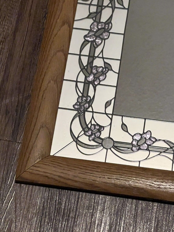 MCM Windsor Art Marsel Wood Framed Wall Mirror Floral Scrolls