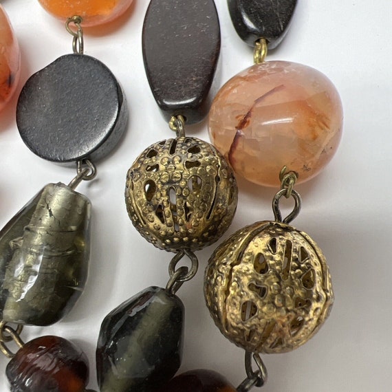 Vintage Polished Agate Strand Necklace Glass Bead… - image 4