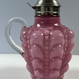 EAPG Consolidated Fostoria Glass Guttate Pink Puffy Case Drape Bead Molasses Jar