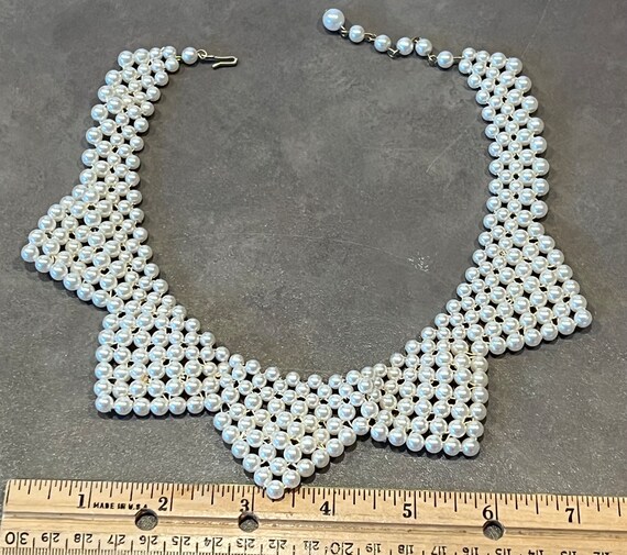 Vintage Faux Pearl Collar Necklace Choker - image 8