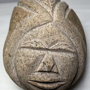 Vintage Native American Carved Stone Rock Indian Head Chief Signed