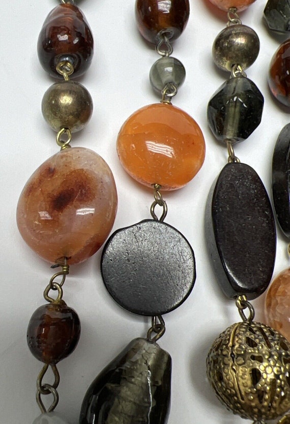 Vintage Polished Agate Strand Necklace Glass Bead… - image 2