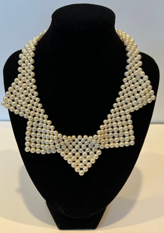 Vintage Faux Pearl Collar Necklace Choker - image 1