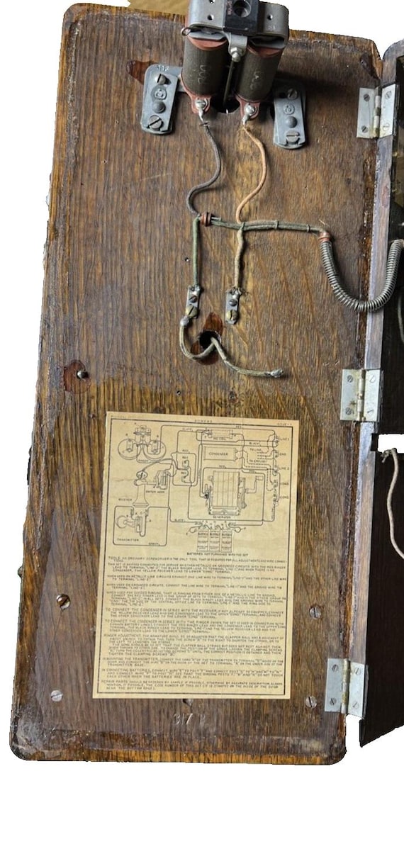Antique Western Electric Crank Wall Phone #317 S Solid Oak
