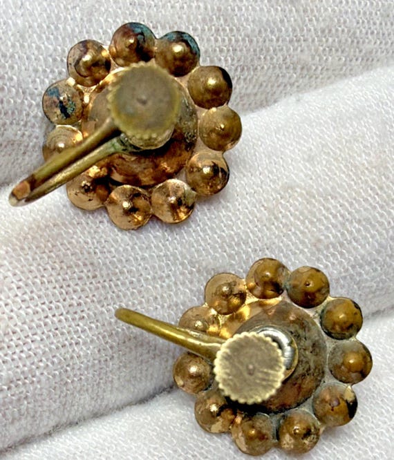 Vtg Ruby Red Clear Rhinestone Flower Cluster Halo… - image 10