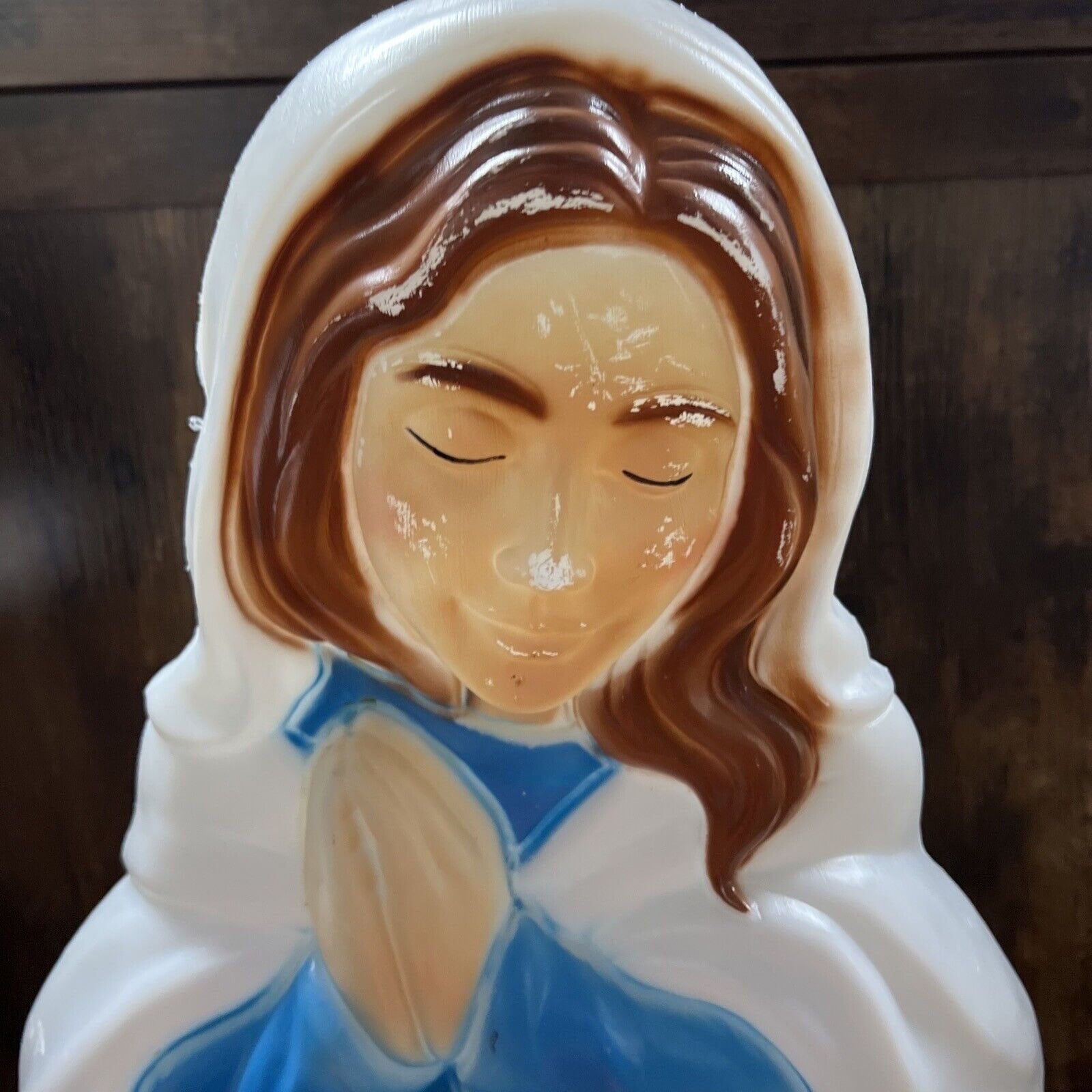 Vtg General Foam Plastics Blow Mold Virgin Mary Nativity Blue Etsy