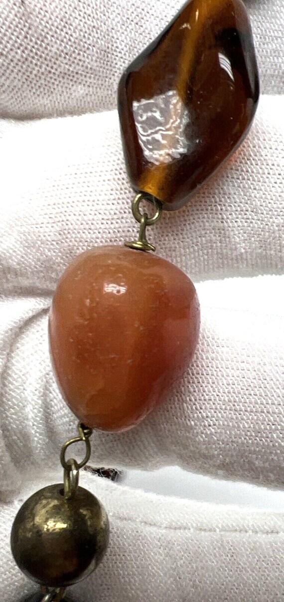 Vintage Polished Agate Strand Necklace Glass Bead… - image 10