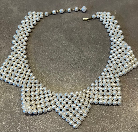 Vintage Faux Pearl Collar Necklace Choker - image 2