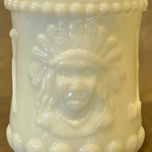Antique Opalescent Milk Glass Oil Lamp Match Holder For Burnt Matches Chief