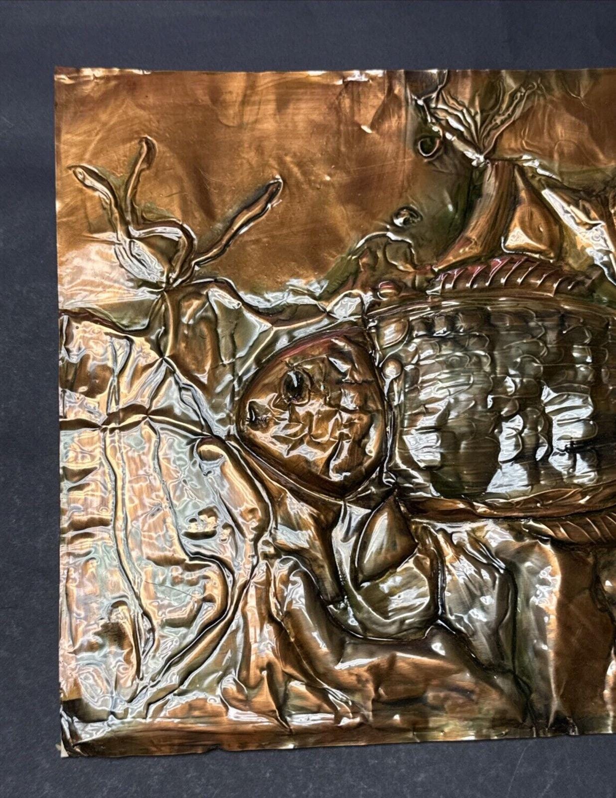 ヴィンテージ銅レリーフ魚銅ロックフィッシュプレート大現状のまま