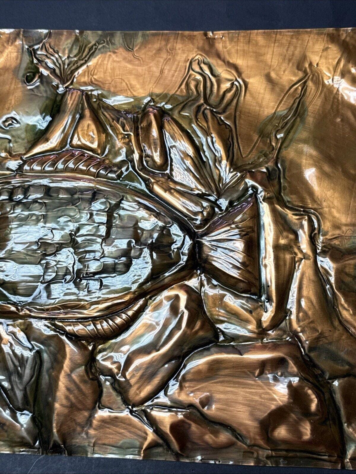 ヴィンテージ銅レリーフ魚銅ロックフィッシュプレート大現状のまま