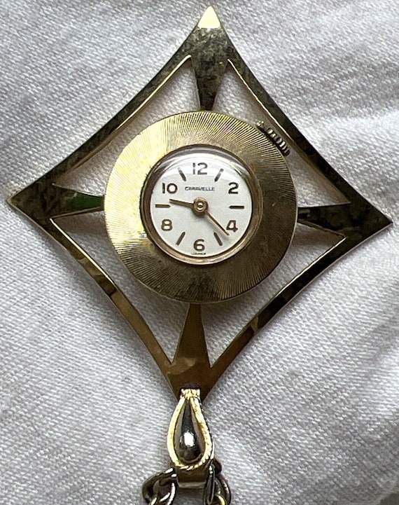 Vintage CARAVELLE by Bulova Watch Pendant on Decorative Pocket Chain c1970 Vintage 1975 Caravelle (Bulova) Swiss Necklace Pendant Watch  main image 3