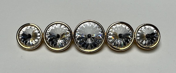 Vintage Napier Swarovski Crystal Headlight Brooch Gold Metal UNMARKED