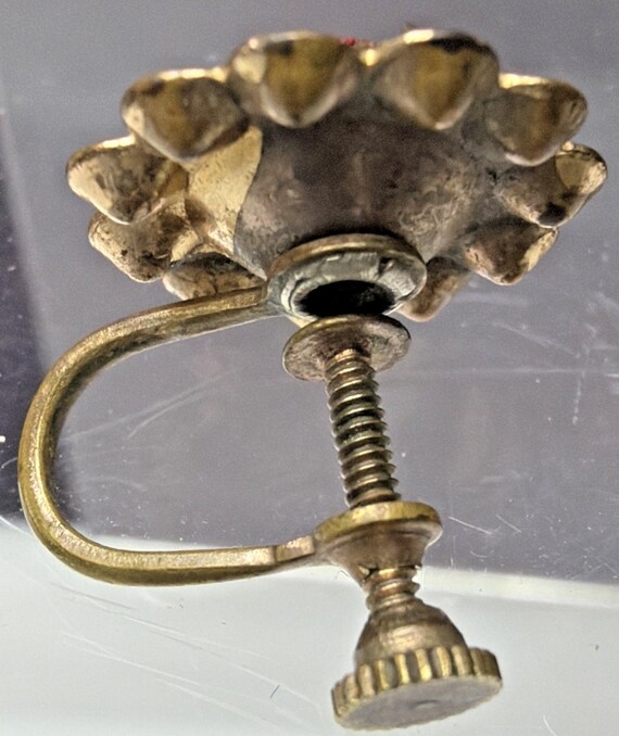 Vtg Ruby Red Clear Rhinestone Flower Cluster Halo… - image 6