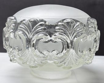 Hollywood Regency Glass Ceiling Light Lamp Globe Shade Satin Ornate Puffy As Is