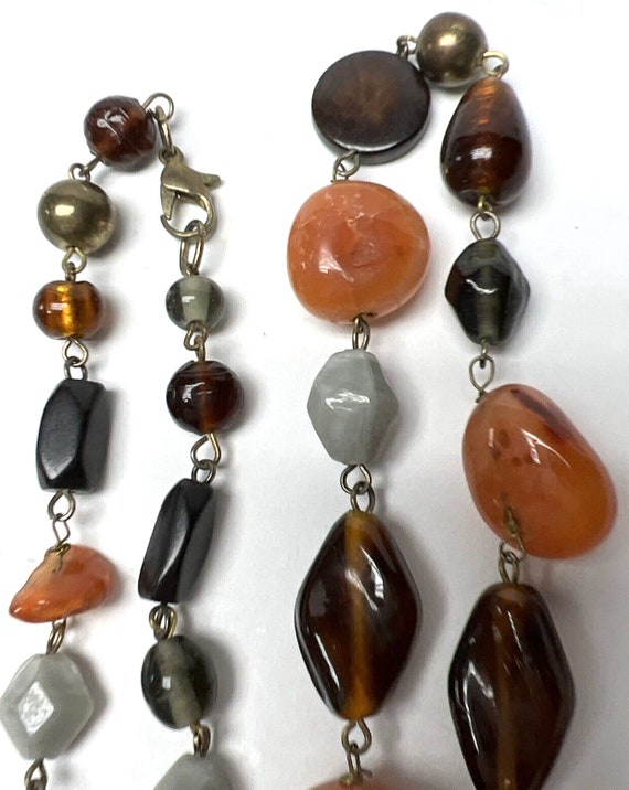 Vintage Polished Agate Strand Necklace Glass Bead… - image 6