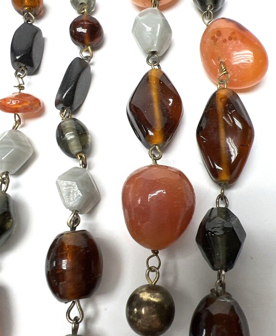 Vintage Polished Agate Strand Necklace Glass Bead… - image 5