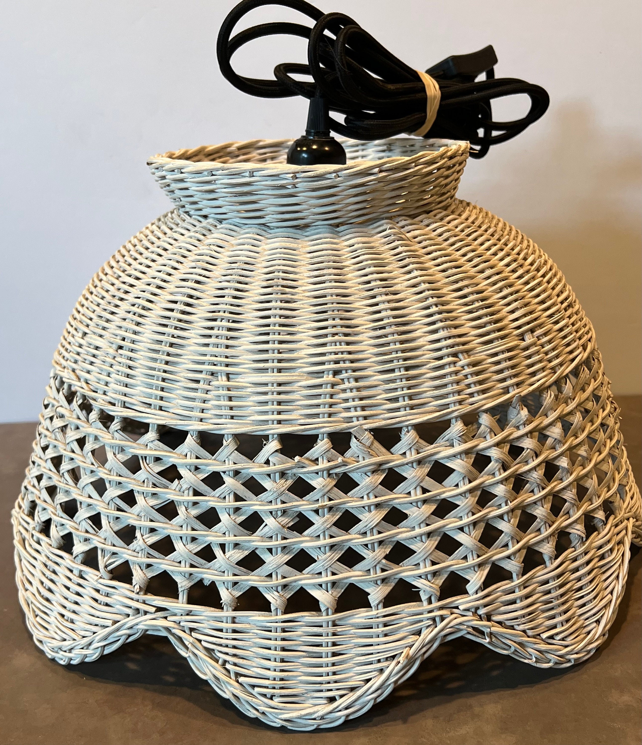 Vintage White Wicker Hanging Swag Lamp Boho Etsy — free download