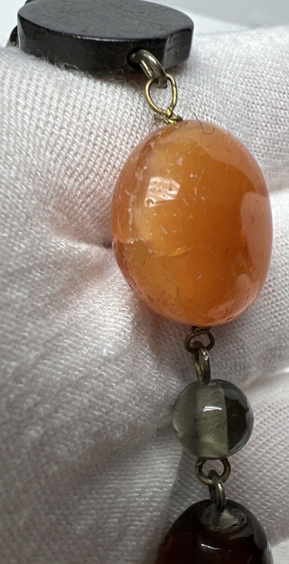 Vintage Polished Agate Strand Necklace Glass Bead… - image 7