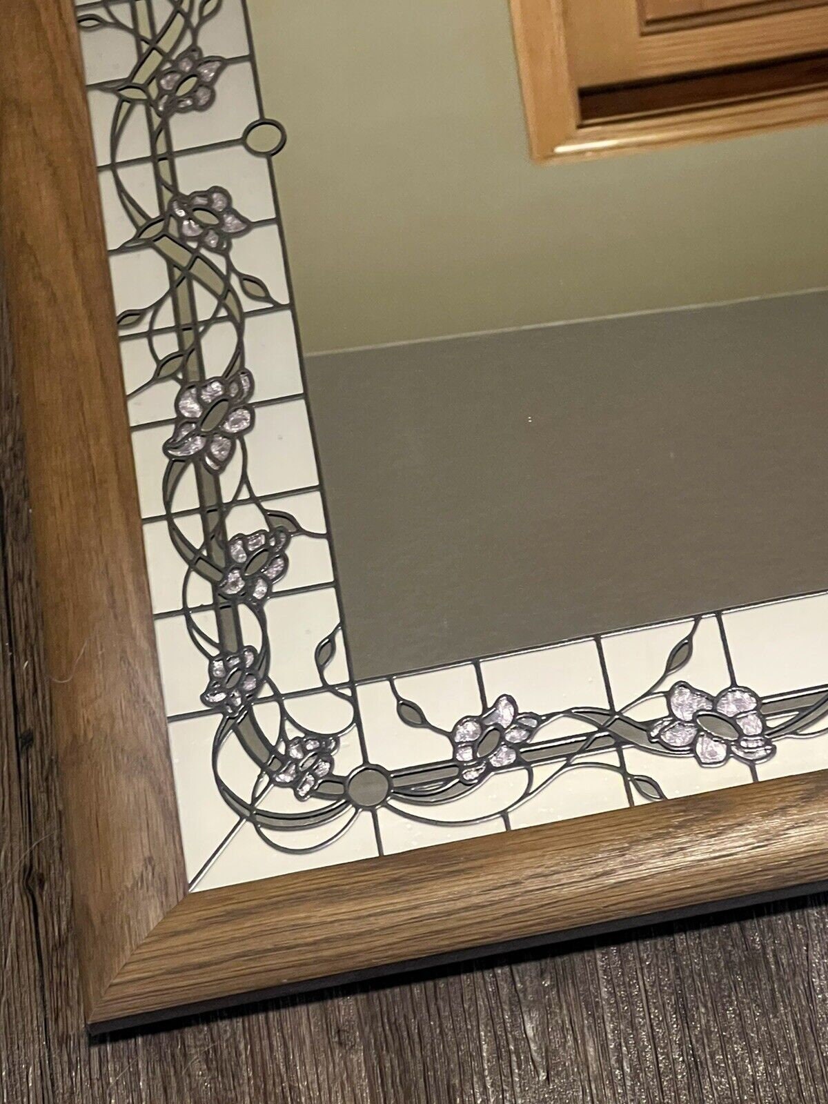 MCM Windsor Art Marsel Wood Framed Wall Mirror Floral Scrolls