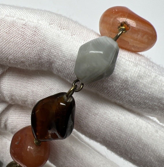 Vintage Polished Agate Strand Necklace Glass Bead… - image 9