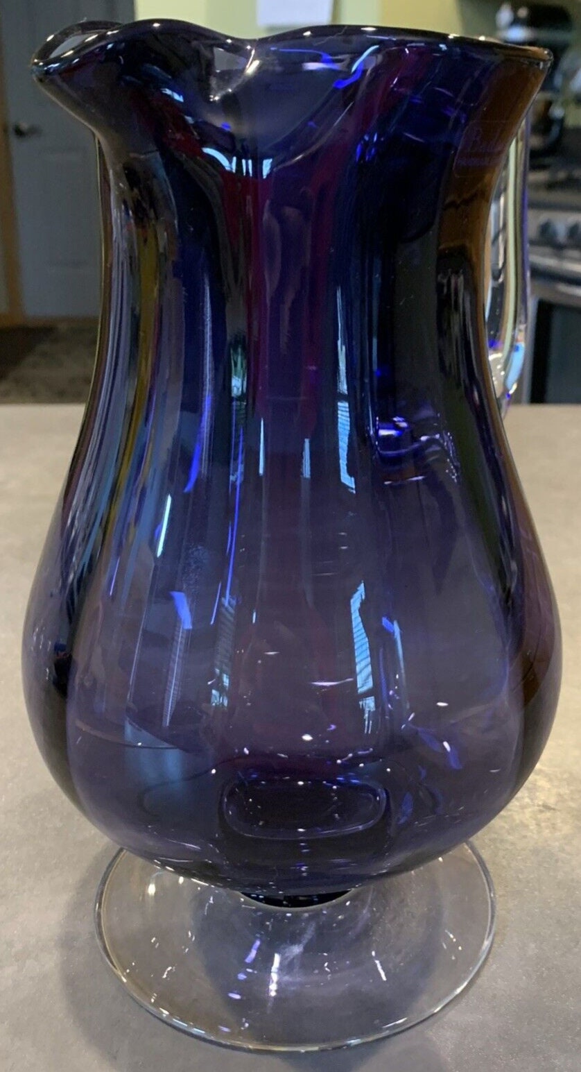Vintage Badash Crystal Impressions Purple Amethyst Pitcher Footed Clear ...