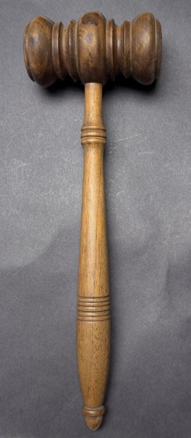 Old Wooden Mallet Judge Gavel Hammer Dark Brown Auctioneer