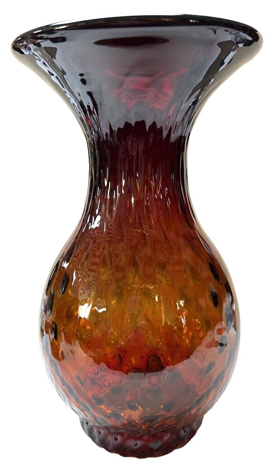 Blenko Rectangular Vase Blenko Art Glass Vase Tangerine 5904 Footed Optic Signed 2016 Red ...