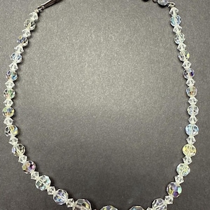 Vintage Faceted Rock Crystal Graduated Bead Choker Necklace As-Is