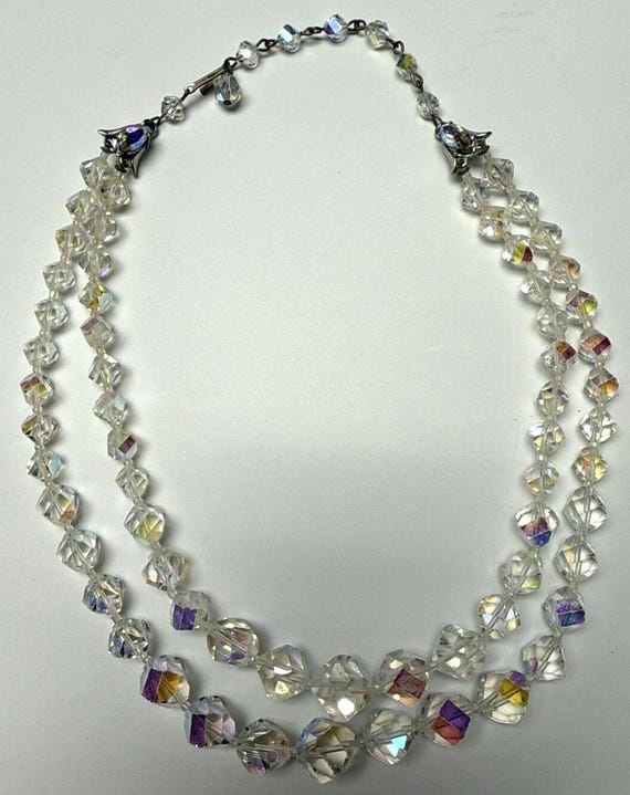 Collier Ras-de-cou Vintage En Perles De Cristal Facetté - Parfait état - Bijou élégant Rétro