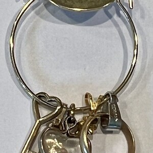 Victorian Pendant Charm Ring Gold Metal Embossed ABM Dollar Key Heart Charms