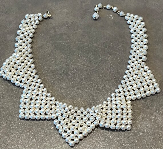 Vintage Faux Pearl Collar Necklace Choker - image 7