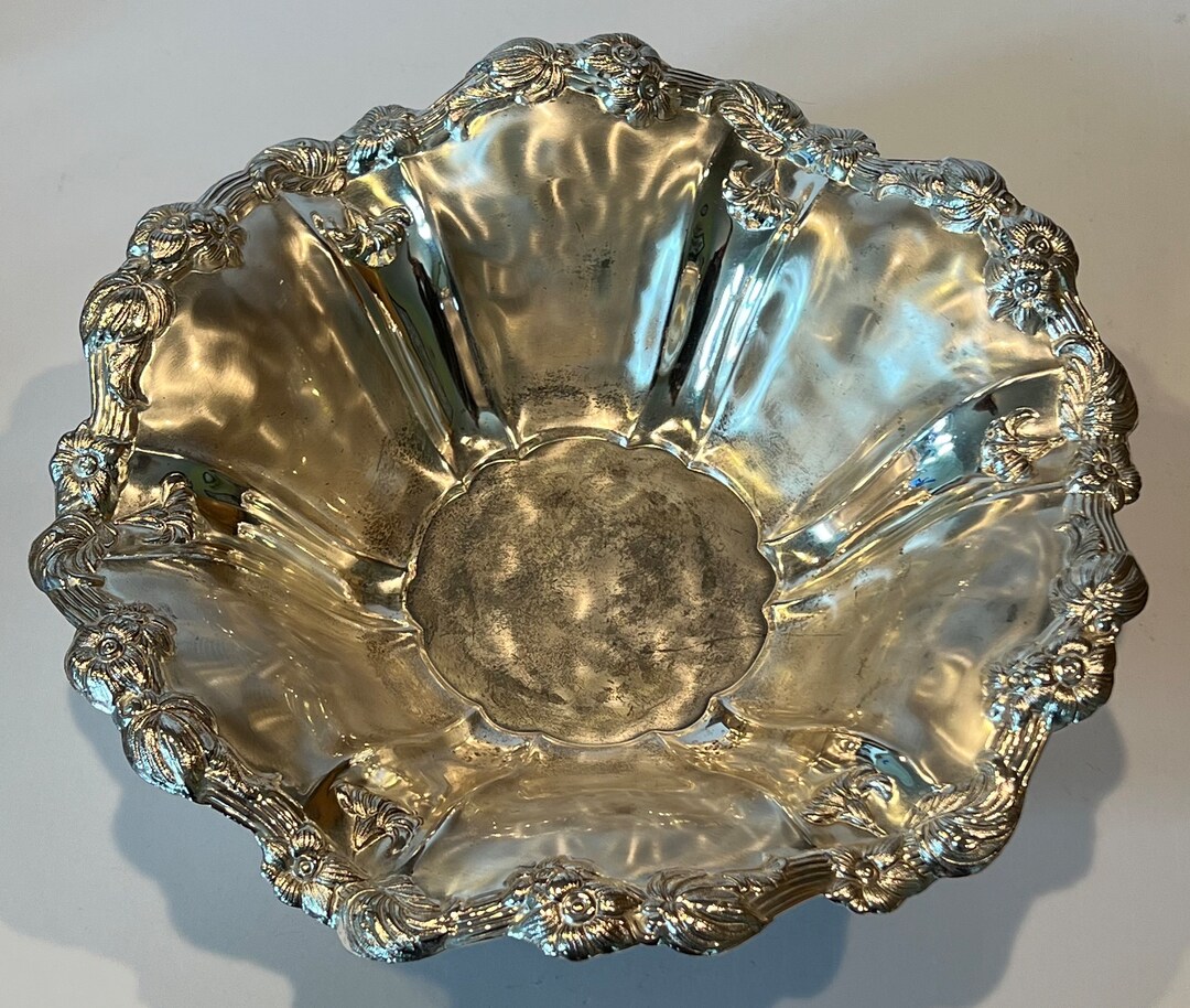 Vintage WMF Germany Ikora EP Brass Silver Plate Floral Footed