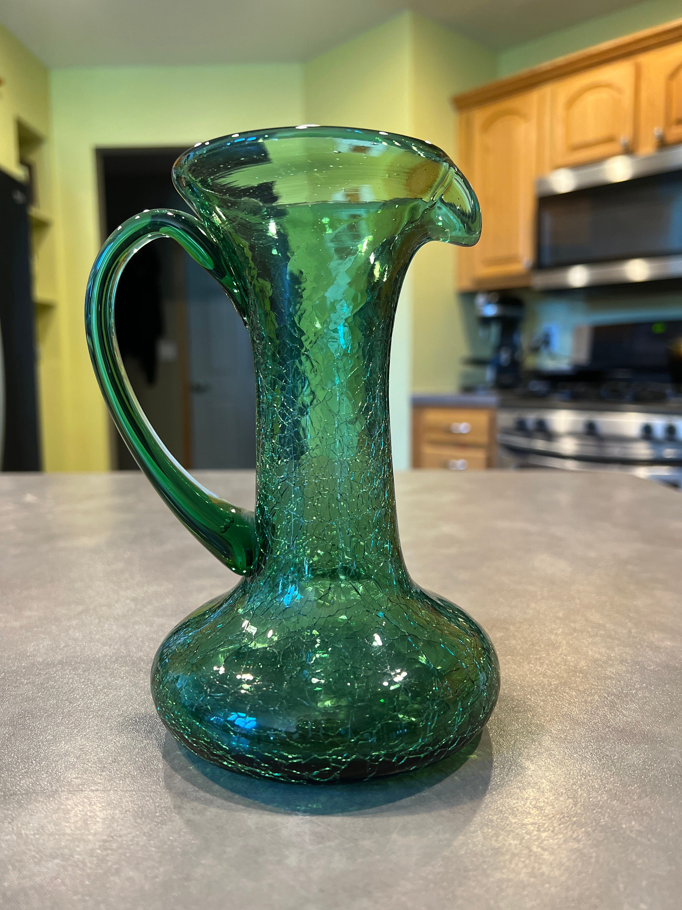 MCM Mid Century Scandinavian Art Glass Carafe Pitcher Emerald Green Ap -  ChristiesCurios