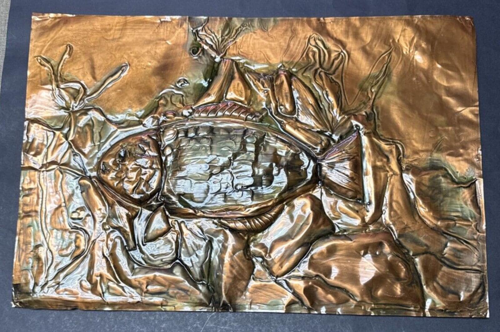 ヴィンテージ銅レリーフ魚銅ロックフィッシュプレート大現状のまま