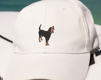 black and tan coonhound hat, embroidered dad cap, baseball hat for dog lovers, one size only