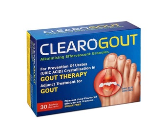 1 Box Clearogout Alkalinising Effervescent Granules Gout Therapy 30 sachets