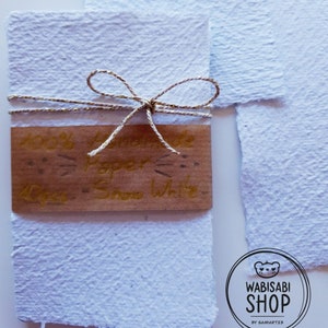 White Handmade paper 10 pcs pack 100% Recycled.  WabiSabi Samiart23 Shop