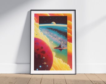 Cosmic Continuum Art Print -  Retro Futurism, Cosmic Artwork, Vintage Sci-Fi Poster, Surreal Wall Art Decor