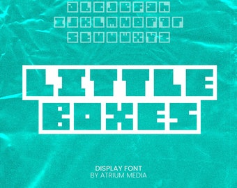 Little Boxes Display Font - Retro Boxy Typeface Font, Pixel Style Brand Font, Fun Playful Style Font, Regular Modern Display Font