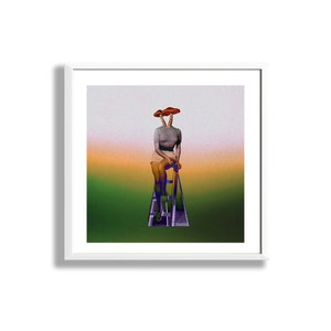 Fungi Retro Collage Print, Trippy Wall Art, Mushroom Art, Cosmic Art, Vintage Art, Minimal Art, Space Art Print